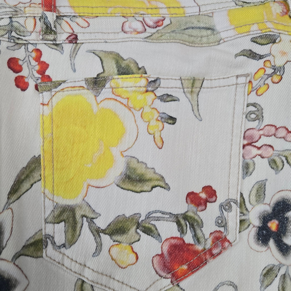 Etro Italy Floral Print Straight Leg Pants Multicolor Botanical Jeans Size 32 - Picture 9 of 10